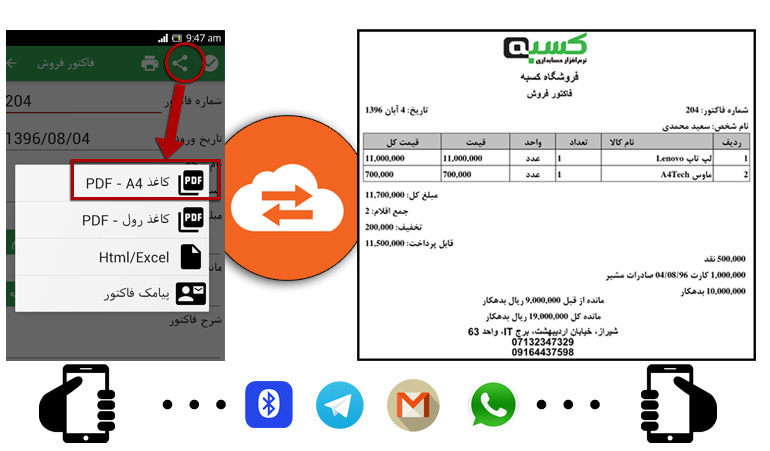 اشتراک گذاری فاکتور