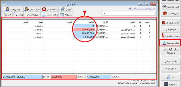 مشاهده لیست اشخاص