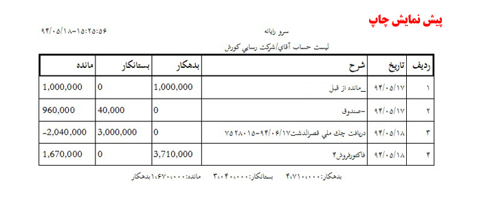 پیش نمایش چاپ